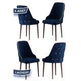 Canisa Concept Krax Serisi 1.Sınıf Babyface Kumaş Yemek Odası Sandalyesi Kahve Metal Ayak 4 Adet Lacivert Sandalye
