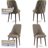 Canisa Concept Krax Serisi 1.sınıf Babyface Kumaş Yemek Odası Sandalyesi Kahve Metal Ayak 4 Adet Sandalye - Cappucino - Kahve Ayaklar
