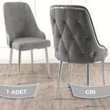 Canisa Concept Krax Serisi Babyface Kumaş Yemek Odası Sandalye Gümüş Metal Ayak 1 Adet Sandalye - Gri - Gümüş Ayaklar