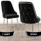 Canisa Concept Krax Serisi Babyface Kumaş Yemek Odası Sandalye Gümüş Metal Ayak 1 Adet Sandalye - Siyah - Gümüş Ayaklar