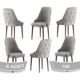Canisa Concept Krax Serisi Babyface Kumaş Yemek Odası Sandalyesi Kahve Metal Ayak 6 Adet Sandalye - Gri - Kahve Ayaklar