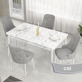 Canisa Concept Lav Serisi Sabit 80X130 Beyaz Mermer Desen Mutfak Masası Takımı 4 Sandalye Gold Halkalı - Gri