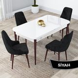 Canisa Concept Lia Serisi Beyaz Masa Ceviz Ayak Açılabilir 80 x 132 cm Yemek Masası Takımı 4 Sandalye - 80x132 - Siyah