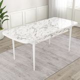 Canisa Concept Lia Serisi Beyaz Mermer Desen Açılabilir 80X132 Yemek Masası Takımı 6 Sandalye - 80 x 132 cm - Mürdüm