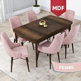 Canisa Concept Lia Serisi, MDF Barok Ahşap Desen Açılabilir 80X132 Yemek Masası Takımı 6 Sandalye - 80 x 132 cm - Ahşap - Siyah Epoksi