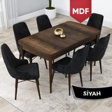 Canisa Concept Lia Serisi MDF Barok Ahşap Desen Açılabilir 80X132 Yemek Masası Takımı 6 Sandalye - Ahşap - Beyaz Epoksi - 80 x 132 cm