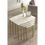 Canisa Concept Lyon Serisi 4lü Zigon Sehpa Takımı Üst Kalite MDF Modern Tasarım 42x65 cm - Krem