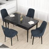 Canisa Concept Mdf Are Serisi 80 x 132 cm Açılabilir Siyah Mermer Desen Mutfak Masası Takımı 4 Sandalye - Antrasit