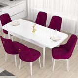 Canisa Concept Mdf Are Serisi 80 x 132 cm Açılabilir Üst Kalite Yemek Mutfak Masası Takımı 6 Sandalyeli - Mürdüm