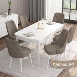 Canisa Concept MDF Are Serisi 80x132 CM Cappucino 6 Sandalyeli Açılabilir Mutfak Masası