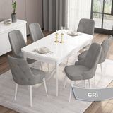 Canisa Concept MDF Are Serisi 80x132 CM Gri 6 Sandalyeli Açılabilir Mutfak Masası