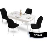 Canisa Concept Mun Serisi, 80X132 Açılabilir Mdf Beyaz Mutfak Masası Takımı, 4 Sandalye - 80 x 132 cm - Siyah