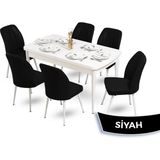 Canisa Concept Mun Serisi 80X132 Açılabilir Mdf Beyaz Mutfak Masası Takımı 6 Sandalye - 80 x 132 cm - Siyah