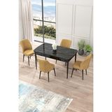 Canisa Concept Nef Serisi 70 x 114 Cm, Açılabilir Mdf Mutfak Masa Takımı, Siyah Mermer Desen Masa ve 4 Sandalye - Cappuccino