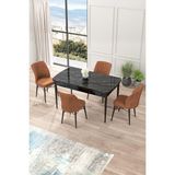 Canisa Concept Nef Serisi 70 x 114 Cm, Açılabilir Mdf Mutfak Masa Takımı, Siyah Mermer Desen Masa ve 4 Sandalye - Kiremit