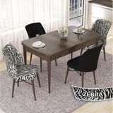 Canisa Concept Nef Serisi 70X114 Açılabilir Mdf Barok Ahşap Desen Mutfak Masa Takımı 4 Sandalye - Siyah - Beyaz