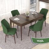 Canisa Concept Nef Serisi 70X114 Açılabilir Mdf Barok Ahşap Desen Mutfak Masa Takımı 4 Sandalye - Yeşil