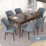 Canisa Concept Nef Serisi 70X114 Açılabilir Mdf Barok Ahşap Desen Mutfak Masa Takımı 6 Sandalye - Gri