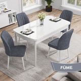 Canisa Concept Nef Serisi 70X114 Açılabilir Mdf Mutfak Masa Takımı Beyaz Masa ve 4 Sandalye - Gri