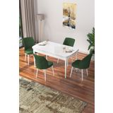 Canisa Concept Nef Serisi Beyaz 70x114 cm Açılabilir Mdf Masa 4 Sandalye Mutfak Masa Takımı