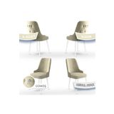 Canisa Concept Newa Serisi 4 Adet 1. Sınıf Babyface Kumaş Beyaz Metal Ayaklı Gümüş Halkalı Krem Sandalye