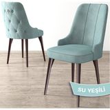 Canisa Concept Newa Serisi Babyface Kumaş Kahve Metal Ayak Gümüş Halkalı 1 Adet Sandalye - Su Yeşili