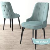 Canisa Concept Newa Serisi Babyface Kumaş Siyah Metal Ayak Gümüş Halkalı 1 Adet Sandalye - Su Yeşili