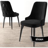 Canisa Concept Newa Serisi Babyface Kumaş Siyah Metal Ayak Gümüş Halkalı 1 Adet Sandalye