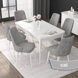Canisa Concept Nex Serisi Beyaz 80 x 132 cm Mdf Mutfak Masasıtakımı Metal Iskelet6 Sandalye Gümüş Halka - 80x132 - Gri
