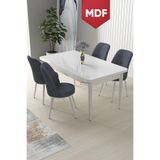 Canisa Concept Nil Serisi 70x110 MDF Sabit Mutfak Masası Takımı Beyaz Masa 4 Füme Sandalye