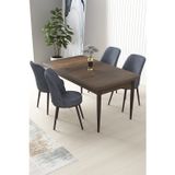 Canisa Concept Nil Serisi 70X110 Sabit Barok Ahşap Desen Masa Takımı Ve 4 Füme Sandalye