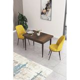 Canisa Concept Nil Serisi 70X110 Sabit Mutfak Masası Takımı Barok Desen Masa 2 Hardal Sandalye