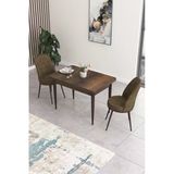 Canisa Concept Nil Serisi 70x110 Sabit Mutfak Masası Takımı Barok Desen Masa 2 Kahverengi Sandalye