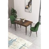 Canisa Concept Nil Serisi 70x110 Sabit Mutfak Masası Takımı Barok Desen Masa 2 Yeşil Sandalye