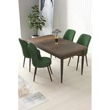 Canisa Concept Nil Serisi 70X110 Sabit Mutfak Masası Takımı Barok Desen Masa 4 Haki Yeşil Sandalye