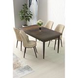 Canisa Concept Nil Serisi 70x110 Sabit Mutfak Masası Takımı Barok Desen Masa 4 Krem Sandalye