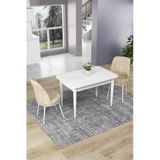 Canisa Concept Nil Serisi 70x110 Sabit Mutfak Masası Takımı Beyaz Masa 2 Krem Sandalye