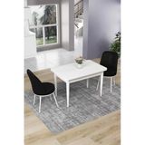 Canisa Concept Nil Serisi 70x110 Sabit Mutfak Masası Takımı Beyaz Masa 2 Siyah Sandalye