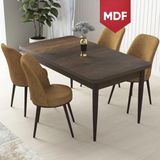 Canisa Concept Nil Serisi MDF 70 x 110 cm Sabit Barok Ahşap Desen Mutfak Masa Takımı+4 Adet Sandalye - Cappuccino