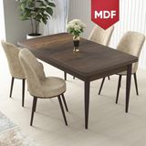 Canisa Concept Nil Serisi MDF 70 x 110 cm Sabit Barok Ahşap Desen Mutfak Masa Takımı+4 Adet Sandalye - Krem