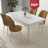Canisa Concept Nil Serisi, MDF Beyaz Masa 70X110 Sabit Yemek Masası Takımı, 4 Sandalye - Cappucino - 70 x 110 cm