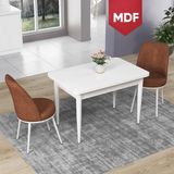 Canisa Concept Nil Serisi MDF Beyaz Yemek Masası Mutfak Masa Takımı + 2 Adet Sandalye - Kiremit