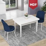 Canisa Concept Nil Serisi MDF Beyaz Yemek Masası Mutfak Masa Takımı + 2 Adet Sandalye - Lacivert