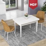 Canisa Concept Nil Serisi MDF Beyaz Yemek Masası Mutfak Masa Takımı + 2 Adet Sandalye - Sarı