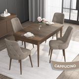 Canisa Concept Noa Serisi, 80 x 132 cm Mdf Masa Takımı, Barok Ahşap Desen Masa 4 Sandalye, Gümüş Halkalı - Cappuccino