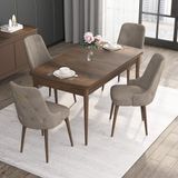 Canisa Concept Noa Serisi, 80X132 Açılabilir Mdf Masa, Barok Ahşap Desenli Mutfak Masa Takımı, 4 Sandalye - Cappuccino