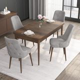 Canisa Concept Noa Serisi, 80X132 Açılabilir Mdf Masa, Barok Ahşap Desenli Mutfak Masa Takımı, 4 Sandalye - Gri