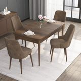 Canisa Concept Noa Serisi, 80X132 Açılabilir Mdf Masa, Barok Ahşap Desenli Mutfak Masa Takımı, 4 Sandalye - Kahverengi