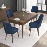 Canisa Concept Noa Serisi, 80X132 Açılabilir Mdf Masa, Barok Ahşap Desenli Mutfak Masa Takımı, 4 Sandalye - Lacivert