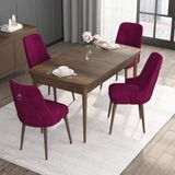Canisa Concept Noa Serisi, 80X132 Açılabilir Mdf Masa, Barok Ahşap Desenli Mutfak Masa Takımı, 4 Sandalye - Mürdüm